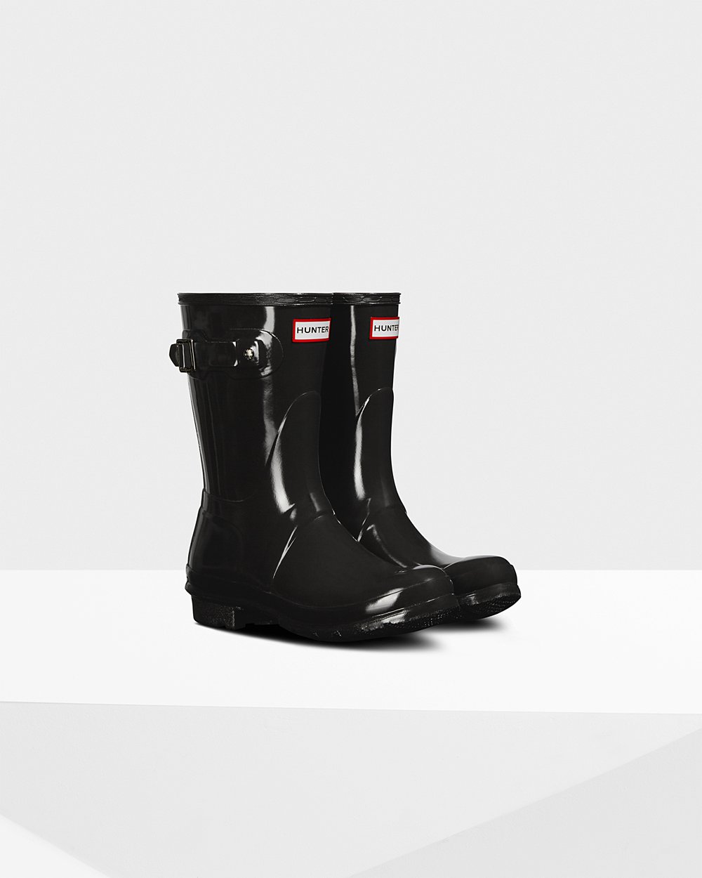 Hunter Original Gloss Short Rain Boots - Shop Online Womens Black - LAZRJX869